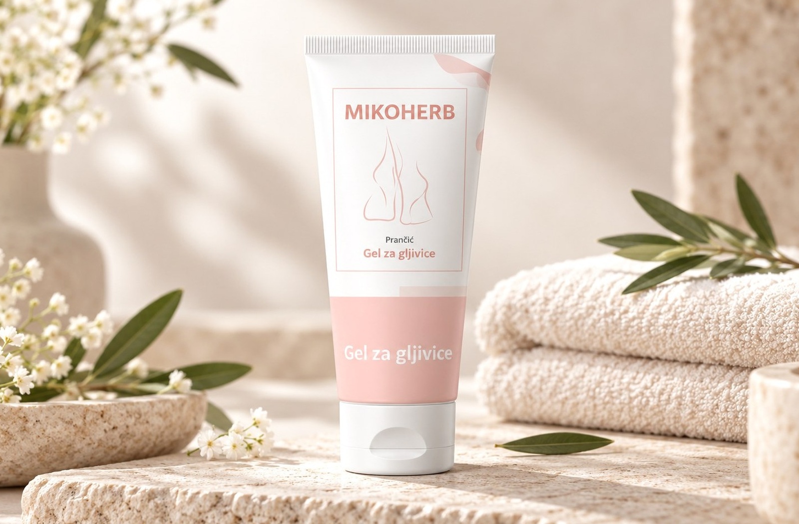 MIKOHERB product in a spa-inspired setting